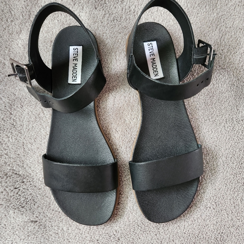 Steve Madden Black Leather Sandals